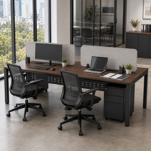 Factory Sales Modern Wooden Modular 1 2 4 6 Seat Office Workstation Easy Assemble Furniture for Open Staff Work Spaces