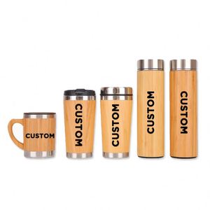 WW3829 300/350/450/500ml Temperature Display Double Wall Vacuum Insulated Smart Thermos Bamboo Water Bottle with Lid - Product Image 1