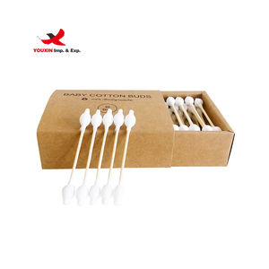 Hisopos de Algodón de Bambú 100% Biod FENGFLY de Alta Calidad con Doble Punta, 50 Unidades en Caja Cuadrada, Descuento por Compra al por Mayor - Product Image 2