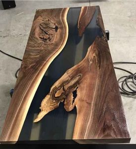 Su misura di lusso in resina epossidica in legno fiume <span class=keywords><strong>tavolo</strong></span> nero noce <span class=keywords><strong>tavolo</strong></span> da pranzo per sala da pranzo o soggiorno <span class=keywords><strong>cucina</strong></span>/posto di lavoro - Product Image 3