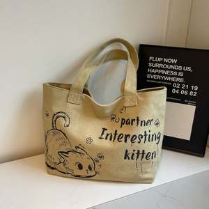 ถุงผ้าแคนวาสแบบใช้ซ้ำได้รักษ์โลก พร้อมหูหิ้วเชือก พิมพ์ลายตัวอักษรและโลโก้ตามสั่ง - Product Image 2