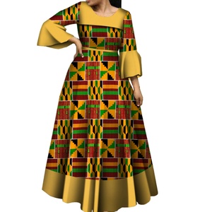 Robes Dashiki en coton africain pour femmes avec manches en feuille de lotus, imprimé africain écologique pour anniversaire et <span class=keywords><strong>mariage</strong></span> - Product Image 2