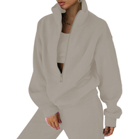 Usine européenne et américaine automne et hiver nouveau sac de pull à revers haut fermeture éclair sweat-shirt femme pull