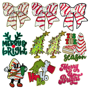 Áo vá thêu hình tuần lộc Giáng sinh Holly Jolly, chất liệu chenille, ép nhiệt, tùy chỉnh, đính sequin, dành cho nam nữ - Product Image 1