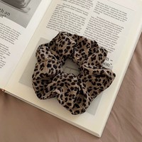 Chouchou imprimé léopard vintage style français, élastique à cheveux chic pour queues de cheval, très élastique, polyvalent, anneau pour chignon, accessoire de coiffure pour enfants