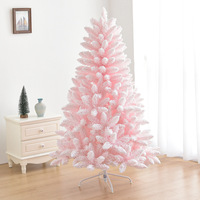 Grenzüberschreitender Luxus-Kunstweihnachtsbaum aus China, groß, pastellrosa, blau, leuchtend, mit Schneeflocken-Effekt