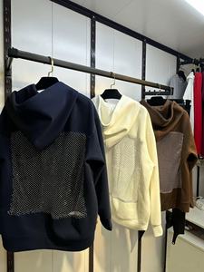 2026 Sweat-shirt à capuche décontracté pour femme, dos nu, en maille ajourée, à manches longues - Product Image 6