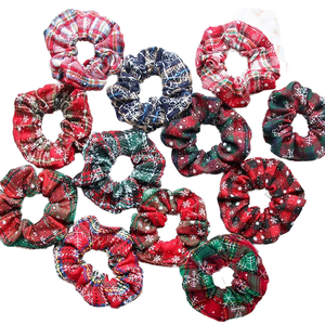 Sólido Navidad Santa titular corbatas accesorios Scrunchy Plaid copo de nieve Scrunchies terciopelo elástico bandas para el cabello para Navidad Casual - Product Image 1