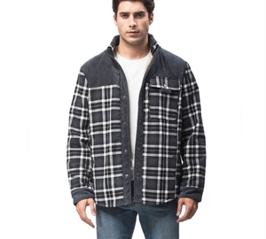 2025 automne hiver Vintage Abrigo De Hombre hommes décontracté <span class=keywords><strong>Patchwork</strong></span> velours côtelé Plaid polaire doublé simple boutonnage vestes manteau automne - Product Image 1