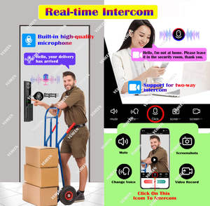 Israel Tuya Wifi App Cerradura de puerta electrónica 3D Reconocimiento de huellas dactilares Video Intercomunicador Cerradura digital inteligente Tarjeta de llave Cerradura hebrea - Product Image 4