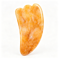 Planche de Guasha en Jaspe Jaune, Pierre de Guasha en Citrine, Outils de Massage en Cristal en Forme de Cœur pour le Drainage Lymphatique et la Sculpture Corporelle