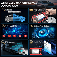 Herramienta de Diagnóstico CRP123 V2.0 OBD2 para Motor/ABS/SRS/Transmisión, Lector de Códigos de Bolsas de Aire SRS, Disponible en Almacenes de EE. UU. y la UE
