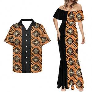 Conjuntos de ropa para parejas Ropa tribal Polinesia Samoan Fijian <span class=keywords><strong>Masi</strong></span> Tapa Estampado de flores Vestidos de cóctel personalizados Vestidos de fiesta <span class=keywords><strong>Sexy</strong></span> - Product Image 3