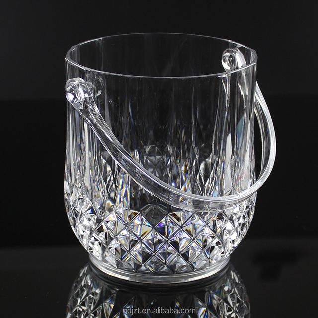 Customizable Transparent Plastic KTV Bar Crystal Polylactic Acid Rhinestone Vodka Ice Bucket with Laser Customized Logo