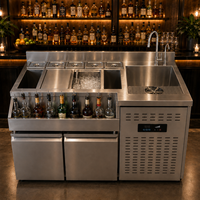 Évier de comptoir en acier inoxydable pour bubble tea, rince-verre, station de bar à cocktails, service de boissons pour café, bar/bière à double porte