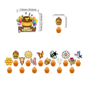 Set di Topper per la festa di <span class=keywords><strong>compleanno</strong></span> a tema piccolo orso del miele con Banner palloncini per la celebrazione del Baby Shower degli animali della foresta - Product Image 4