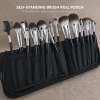 Ensemble de 27 pinceaux de maquillage en poils de renard artificiels, kit de pinceaux cosmétiques professionnels, pochette pour pinceaux, logo personnalisé, marque privée