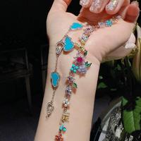 Bracelet de luxe haut de gamme avec breloque papillon florale en cristal, élégant, pour femme, cadeau de mariage ou de fête, bijou de mode personnalisé