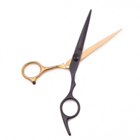 Set de Tijeras de Peluquería de Acero Japonés Inoxidable de 6" Afiladas para Entresacar para Barbería Salón de Belleza C1001 Tijeras de Estilista Doradas y Negras