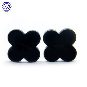 Piedras Preciosas <span class=keywords><strong>de</strong></span> Ágata Negra y Ónix en Forma <span class=keywords><strong>de</strong></span> Trébol <span class=keywords><strong>de</strong></span> Cuatro <span class=keywords><strong>Hojas</strong></span>, <span class=keywords><strong>de</strong></span> 5mm a 12mm, Gemas Naturales Sueltas - Product Image 1