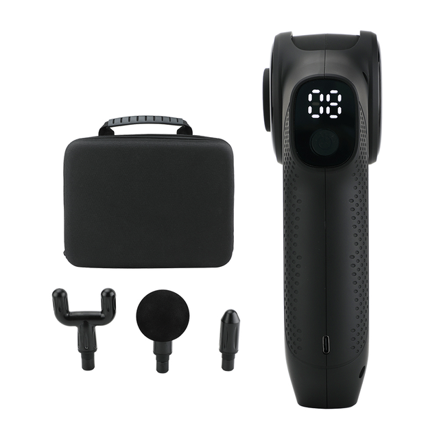 Prime New Rechargeable Deep Tissue Massage Gun 4 Foam Heads 9 Speeds 1800mAh Battery Heat/Cold Facial Massager Arm/Neck/Leg/Body
