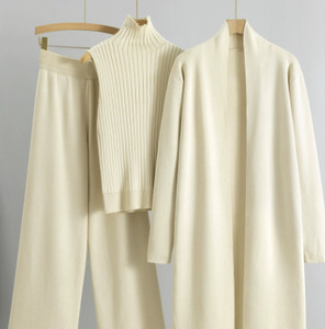 Conjunto de suéter de invierno a la moda para mujer, Chaleco de punto XS holgado, cárdigan, pantalón largo, conjunto de tres piezas, proveedor mayorista <span class=keywords><strong>en</strong></span> línea - Product Image 4
