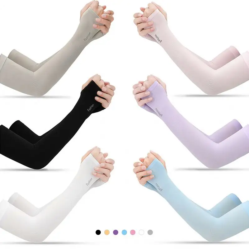 Manchons élastiques avec bras nus, sans couture, en tissu de soie glacée, pour le cyclisme, vêtements d'extérieur, nouveau