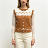 Gilet pour femme Gable, nouveau modèle tricoté sur mesure, OEM&ODM, haute qualité, motif Fair Isle, couleur orange, sans manches, vente en gros