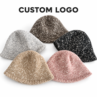 Bonnet en laine tricoté personnalisé avec logo, style slouchy, unisexe, chaud, à revers, en maille mélangée