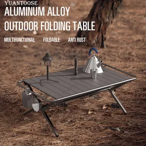 Yuantoose Table de pique-nique pliante en aluminium, rangement Portable, Camping jardin, Table d'extérieur Vintage, rouleau d'œufs pliable en aluminium