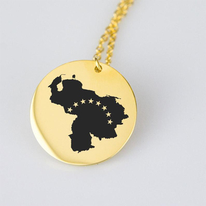 Venezuela Bản Đồ Vòng Cổ 18K Oro Laminado Venezuela Trang Sức Vòng Cổ Joyeria Fina Thép Không Gỉ De Trung Quốc Vàng Đầy Đồ Trang Sức - Product Image 4