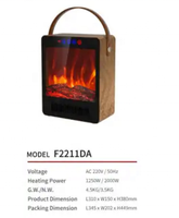 Chauffage portable 1500W avec télécommande, ventilateur PTC, effet de flamme 3D en plastique, étanche, protection contre la surchauffe, thermostat réglable