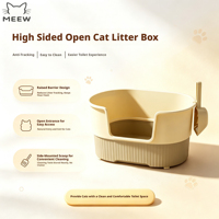 Bac à litière semi-ouvert grand format pour chat, anti-éclaboussures, avec support de pelle intégré, toilette durable pour animaux de compagnie, vente en gros