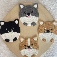 Nouvelle arrivée belle main Amigurumi tasse tapis Animal tasse tapis Crochet chiens chats mouton tasse napperons