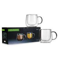 Mug à café en verre borosilicate soufflé à la bouche à double paroi, grande capacité 480 ml, isolé, sans BPA, avec poignée, pour cappuccino