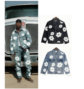 Áo khoác nam chất liệu cotton cao cấp in họa tiết hoa toàn thân theo yêu cầu, thời trang đường phố, cung cấp áo khoác. - Product Image 1