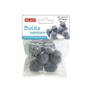 Pompon in Lana Ilan 3 Cm Grigio per Decorazioni Artigianali - Product Image 2
