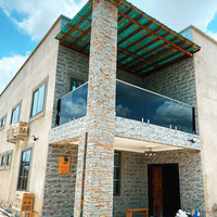 Rampe en verre sans cadre personnalisable, moderne, noire, à montage latéral, en acier inoxydable 304, pour balcon extérieur, terrasse, villa, jardin