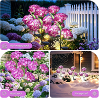 Lampe solaire de jardin LED, hydrangea violet lumineux, pour pots de fleurs, patios et allées, un excellent cadeau pour les femmes