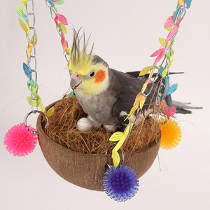 Nido de pájaro de cáscara de coco natural, nido de loro, nido para dormir, caja de cría universal para las cuatro estaciones, hamaca, nido de hierba, nido para dormir - Product Image 4