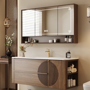 BALOM New Design Walnut Bathroom Cabinet Large Capacity Wood Plywood Melamine MDF Vanity with OEM Factory Direct - Product Image 1
