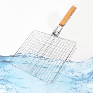 Juego de cestas para asar, parrilla de acero inoxidable plegable y portátil para barbacoa, para pescado, camarones y verduras, ideal para acampar al aire libre. - Product Image 6