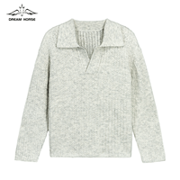 AiNear Vente en gros Logo personnalisé Design Oem & Odm Pull-over en maille à manches longues Col polo surdimensionné en laine d'alpaga pour hommes