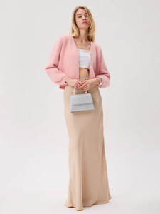 2026 Atacado Suéter Feminino Macio, Aconchegante e Fofo, Tricô Chique com Decote em V e Pele Sintética, Cardigã Elegante Abotoado de Manga Longa Cropped Felpudo - Product Image 6