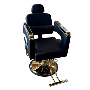 Sillón de Barbería Contemporáneo de Cuero Sintético, Altura Ajustable Hidráulica, Base Redonda, Mueble de Salón para Uso Comercial - Product Image 1