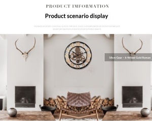 Horloges murales rétro 3D Gear, style rustique vintage en bois, grande taille 23 pouces, horloge murale à quartz silencieuse pour hôtel, restaurant - Product Image 5