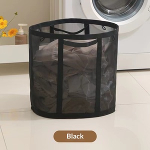 Factory-direct Large-capacity Nylon Mesh Laundry <b>Basket</b> Drains Quicklyfoldable Wall-mountable New Chinese Style <b>for</b> <b>Bathroom</b>. - Product Image 4