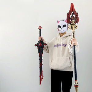 Allogenes <span class=keywords><strong>genshin</strong></span> <span class=keywords><strong>impact</strong></span> Zhongli และ <span class=keywords><strong>Hu</strong></span> <span class=keywords><strong>TAO</strong></span> เจ้าหน้าที่ของ Homa PU ดาบของเล่นโฟม100ซม. 140กรัม - Product Image 6