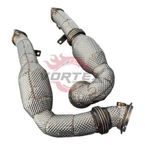 Collecteur d'échappement haute performance en acier inoxydable Vortex avec catalyseur pour BMW Série 7 F02 N54 3.0T 2009-2015 avec bouclier thermique sans voyant d'avertissement (CEL) - Product Image 2