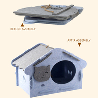 Maison pour chat pliable en feutre moderne de luxe faite à la main, grotte pour animaux de compagnie Peekaboo pour chats de petite et moyenne taille, design solide, retraite intérieure confortable